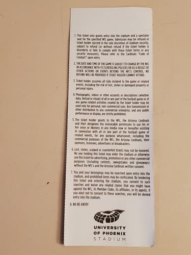 2009 NFL Arizona Cardinals ticket stub. SEP 27 2009 v Indianapolis Colts 10-31L - Thumbnail 2