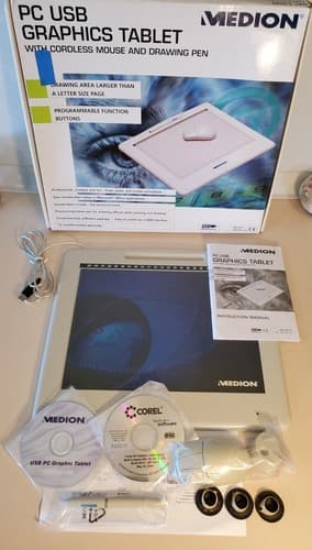 MEDION MD9570 PC USB Graphics Tablet with cordless mouse and drawing pen. Bundle - Thumbnail 2