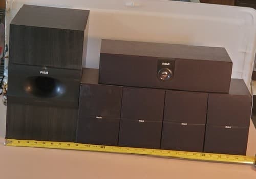 RCA RT2280 Surround Sound Speakers LOT OF 6. LF RF LR RR CENTER SUBWOOFER Tested - Thumbnail 4