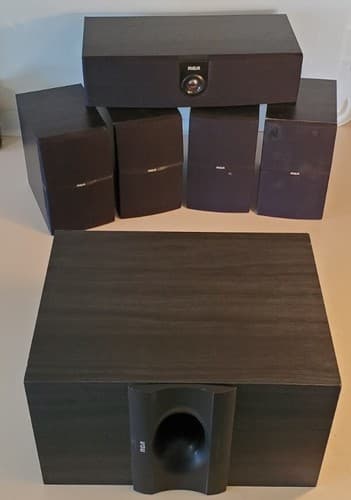RCA RT2280 Surround Sound Speakers LOT OF 6. LF RF LR RR CENTER SUBWOOFER Tested - Image 1