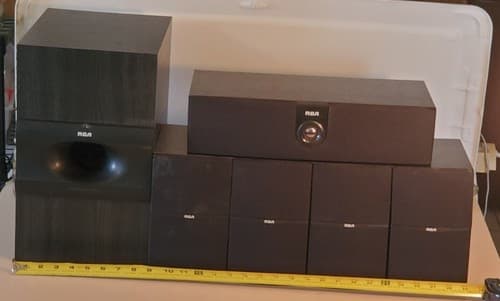 RCA RT2280 Surround Sound Speakers LOT OF 6. LF RF LR RR CENTER SUBWOOFER Tested - Thumbnail 8