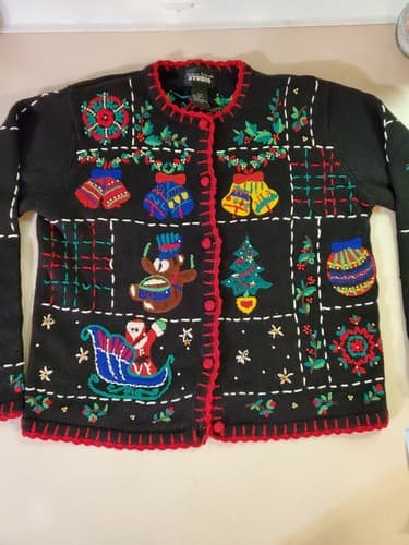 Christmas Sweater from Designers Originals Studio. Size Small P/M. Black sweater - Thumbnail 5