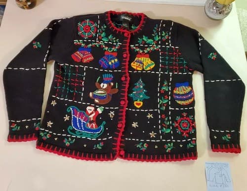 Christmas Sweater from Designers Originals Studio. Size Small P/M. Black sweater - Image 1