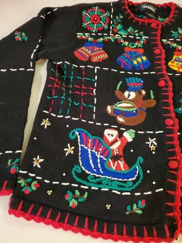 Christmas Sweater from Designers Originals Studio. Size Small P/M. Black sweater - Thumbnail 6