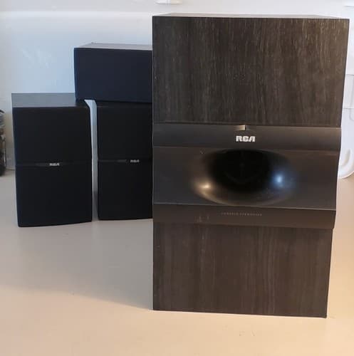 RCA RT2280 Surround Sound Speakers LOT OF 6. LF RF LR RR CENTER SUBWOOFER Tested - Thumbnail 11