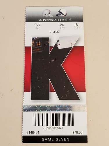 2010 NCAA Ohio State University ticket stub. NOV 13 2010 v Penn State (38-14W) - Image 1