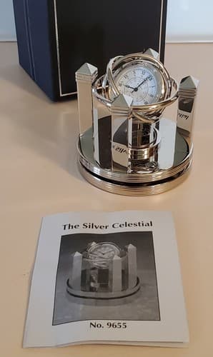 BENCHMARK The Silver Celestial Quartz Clock. Gyro-rotating. CISCO branded. NEW - Thumbnail 2