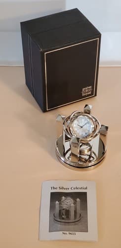 BENCHMARK The Silver Celestial Quartz Clock. Gyro-rotating. CISCO branded. NEW - Thumbnail 7