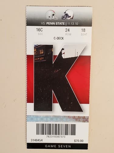2010 NCAA Ohio State University ticket stub. NOV 13 2010 v Penn State (38-14W) - Thumbnail 6