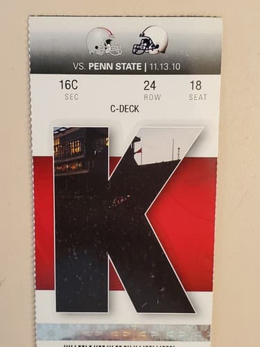 2010 NCAA Ohio State University ticket stub. NOV 13 2010 v Penn State (38-14W) - Thumbnail 3