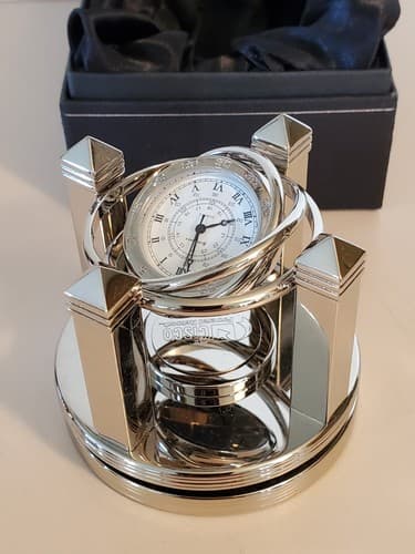 BENCHMARK The Silver Celestial Quartz Clock. Gyro-rotating. CISCO branded. NEW - Thumbnail 5