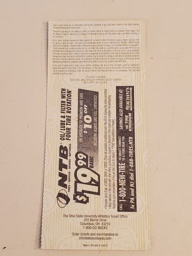 2010 NCAA Ohio State University ticket stub. NOV 13 2010 v Penn State (38-14W) - Thumbnail 2