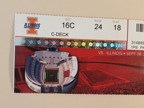 2009 NCAA Ohio State University ticket stub. SEP 26 2009 v Illinois (30-0W) - Thumbnail 5
