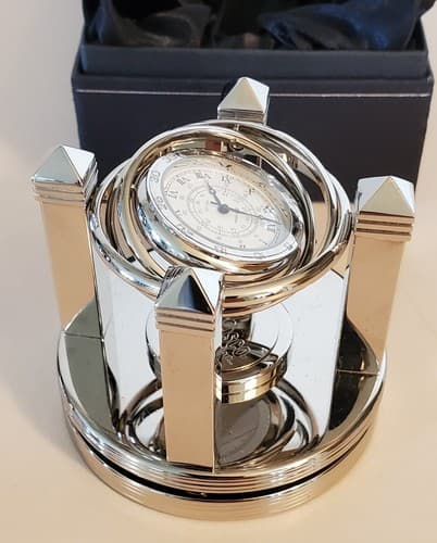 BENCHMARK The Silver Celestial Quartz Clock. Gyro-rotating. CISCO branded. NEW - Thumbnail 3