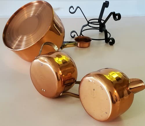 Premium Copper Tea Set by Coppercraft, Taunton, MA. 22 oz. tea pot, cream, sugar - Thumbnail 6