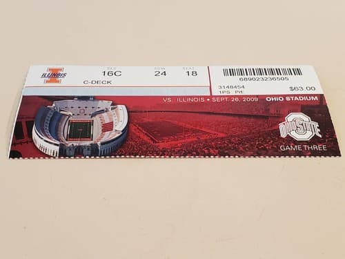 2009 NCAA Ohio State University ticket stub. SEP 26 2009 v Illinois (30-0W) - Thumbnail 6