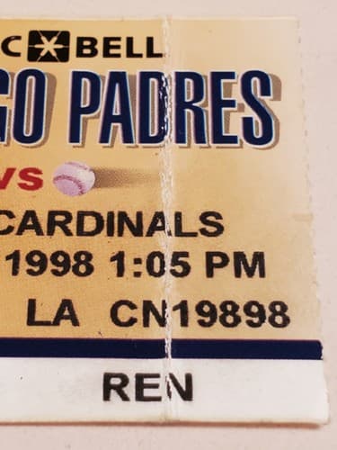1998 MLB San Diego Padres Ticket Stub. MAY 31 1998 v St Louis Cardinals (7-3W) - Thumbnail 10