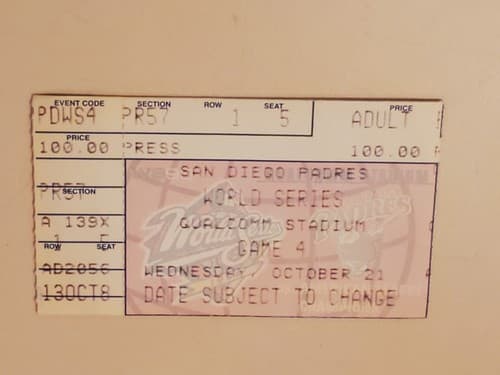 1998 MLB WORLD SERIES Game 4 San Diego Padres Ticket Stub OCT 21 98 v NY Yankees - Thumbnail 6