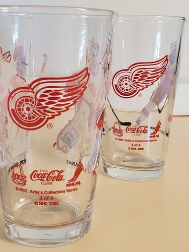 NHL Detroit Red Wings 2002 NEW Pint Glasses Set of 4. Arby's Collectors - Thumbnail 9