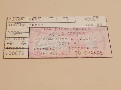 1998 MLB WORLD SERIES Game 4 San Diego Padres Ticket Stub OCT 21 98 v NY Yankees - Thumbnail 4