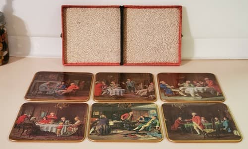 Win-El-Ware Coaster placemats, Vintage Set of 6. English Royal Gentlemen, Castle - Thumbnail 11