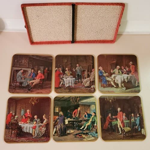 Win-El-Ware Coaster placemats, Vintage Set of 6. English Royal Gentlemen, Castle - Image 1