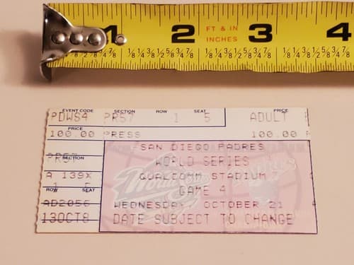 1998 MLB WORLD SERIES Game 4 San Diego Padres Ticket Stub OCT 21 98 v NY Yankees - Thumbnail 9