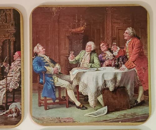 Win-El-Ware Coaster placemats, Vintage Set of 6. English Royal Gentlemen, Castle - Thumbnail 2