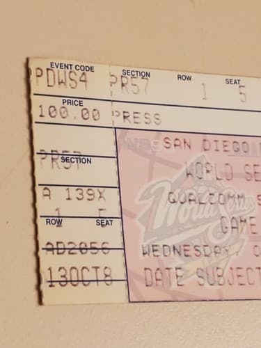 1998 MLB WORLD SERIES Game 4 San Diego Padres Ticket Stub OCT 21 98 v NY Yankees - Thumbnail 7