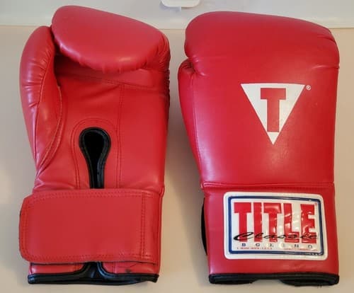 TITLE BOXING Classic Red Gloves. Adult Size, Genuine Leather Padded Gloves - Image 1