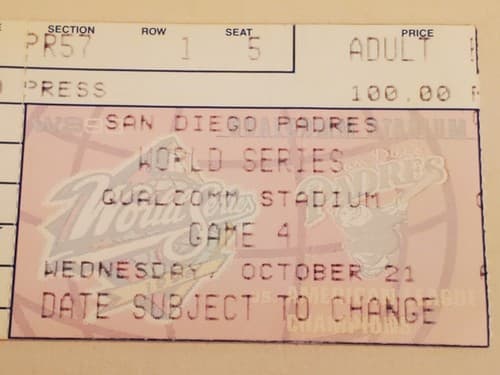 1998 MLB WORLD SERIES Game 4 San Diego Padres Ticket Stub OCT 21 98 v NY Yankees - Thumbnail 8