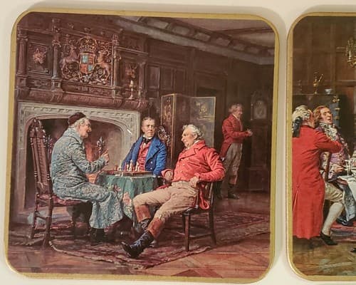 Win-El-Ware Coaster placemats, Vintage Set of 6. English Royal Gentlemen, Castle - Thumbnail 5