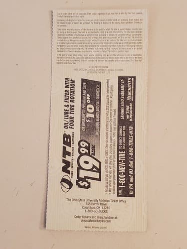 2010 NCAA Ohio State University ticket stub. SEP 11 2010 v Miami (FL) (36-24W) - Thumbnail 2