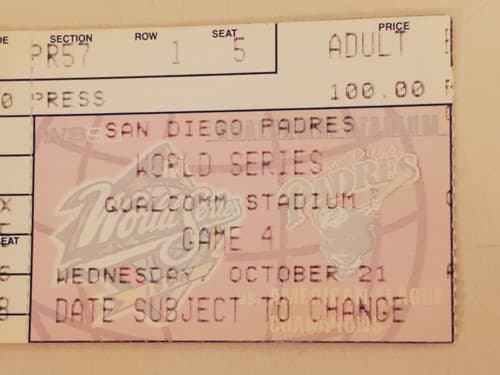 1998 MLB WORLD SERIES Game 4 San Diego Padres Ticket Stub OCT 21 98 v NY Yankees - Thumbnail 5