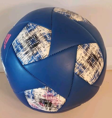 ADIDAS Soccer Ball Size 5, blue Art #AZ5443 140003 10/16 7.3-10.2 psi. Used Exc - Thumbnail 3