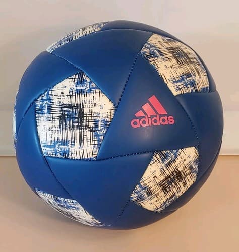 ADIDAS Soccer Ball Size 5, blue Art #AZ5443 140003 10/16 7.3-10.2 psi. Used Exc - Image 1
