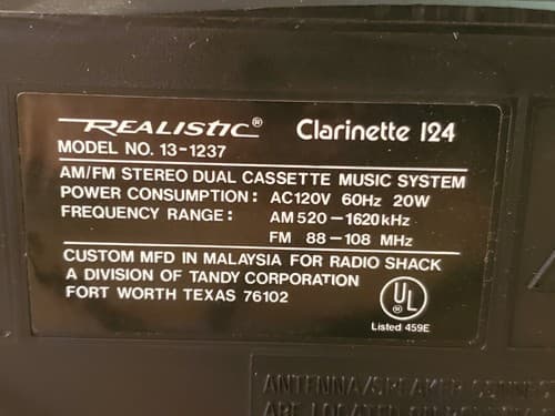 Realistic Clarinette 124 AM/FM Stereo dubbing 2-cassette music system+ turntable - Thumbnail 12