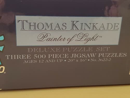 Thomas Kinkade Deluxe Puzzle Set. Three 500-Piece 20" x 16". Teacup Rosegate NEW - Thumbnail 3