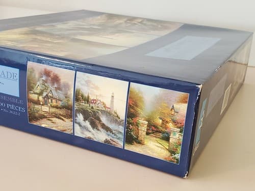 Thomas Kinkade Deluxe Puzzle Set. Three 500-Piece 20" x 16". Teacup Rosegate NEW - Thumbnail 7