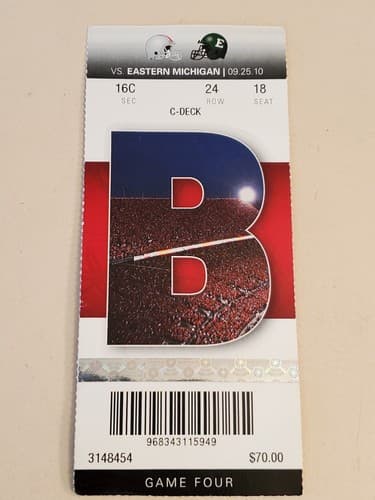 2010 NCAA Ohio State Univ ticket stub. SEP 25 2010 v Eastern Michigan 73-20W - Thumbnail 10
