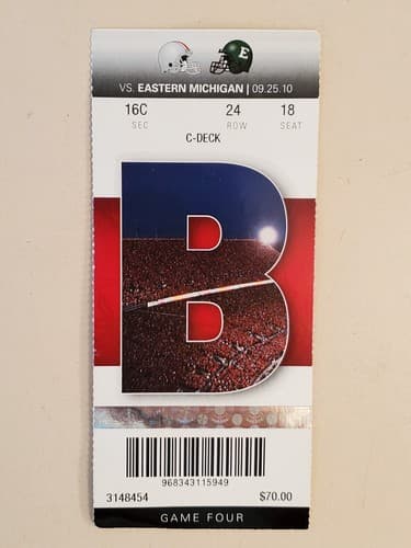 2010 NCAA Ohio State Univ ticket stub. SEP 25 2010 v Eastern Michigan 73-20W - Thumbnail 12