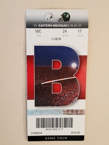 2010 NCAA Ohio State Univ ticket stub. SEP 25 2010 v Eastern Michigan 73-20W - Image 1