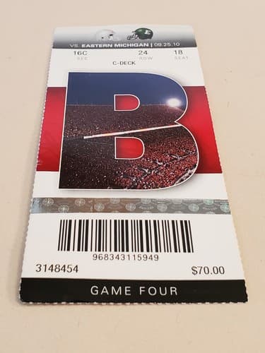 2010 NCAA Ohio State Univ ticket stub. SEP 25 2010 v Eastern Michigan 73-20W - Thumbnail 14