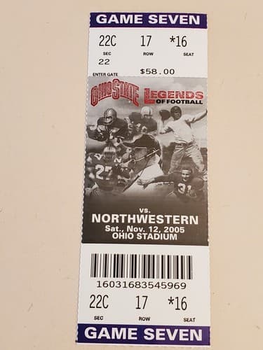 2005 NCAA Ohio State University ticket stub. NOV 12 2005 v Northwestern (48-7W) - Thumbnail 5