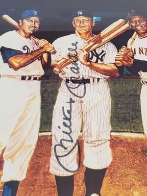 MLB Dual Auto 8x10 photo MICKEY MANTLE, WILLIE MAYS. Wood Plaque 11×13 w Glass - Thumbnail 10