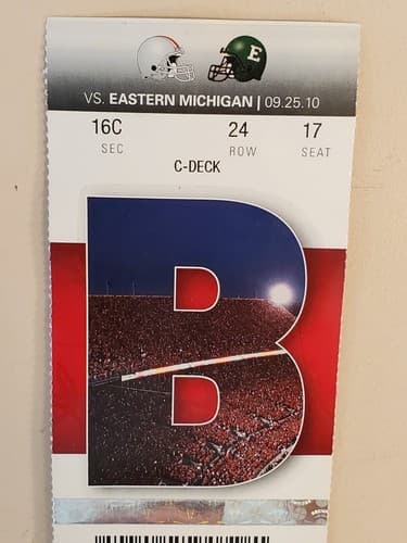 2010 NCAA Ohio State Univ ticket stub. SEP 25 2010 v Eastern Michigan 73-20W - Thumbnail 4