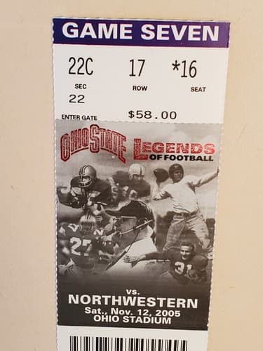 2005 NCAA Ohio State University ticket stub. NOV 12 2005 v Northwestern (48-7W) - Thumbnail 7