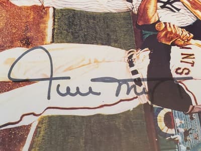 MLB Dual Auto 8x10 photo MICKEY MANTLE, WILLIE MAYS. Wood Plaque 11×13 w Glass - Thumbnail 13