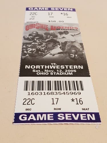 2005 NCAA Ohio State University ticket stub. NOV 12 2005 v Northwestern (48-7W) - Thumbnail 3