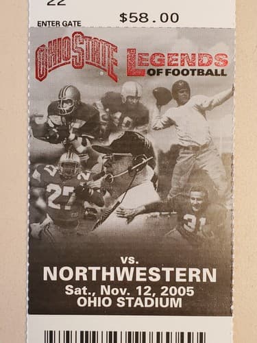 2005 NCAA Ohio State University ticket stub. NOV 12 2005 v Northwestern (48-7W) - Thumbnail 8